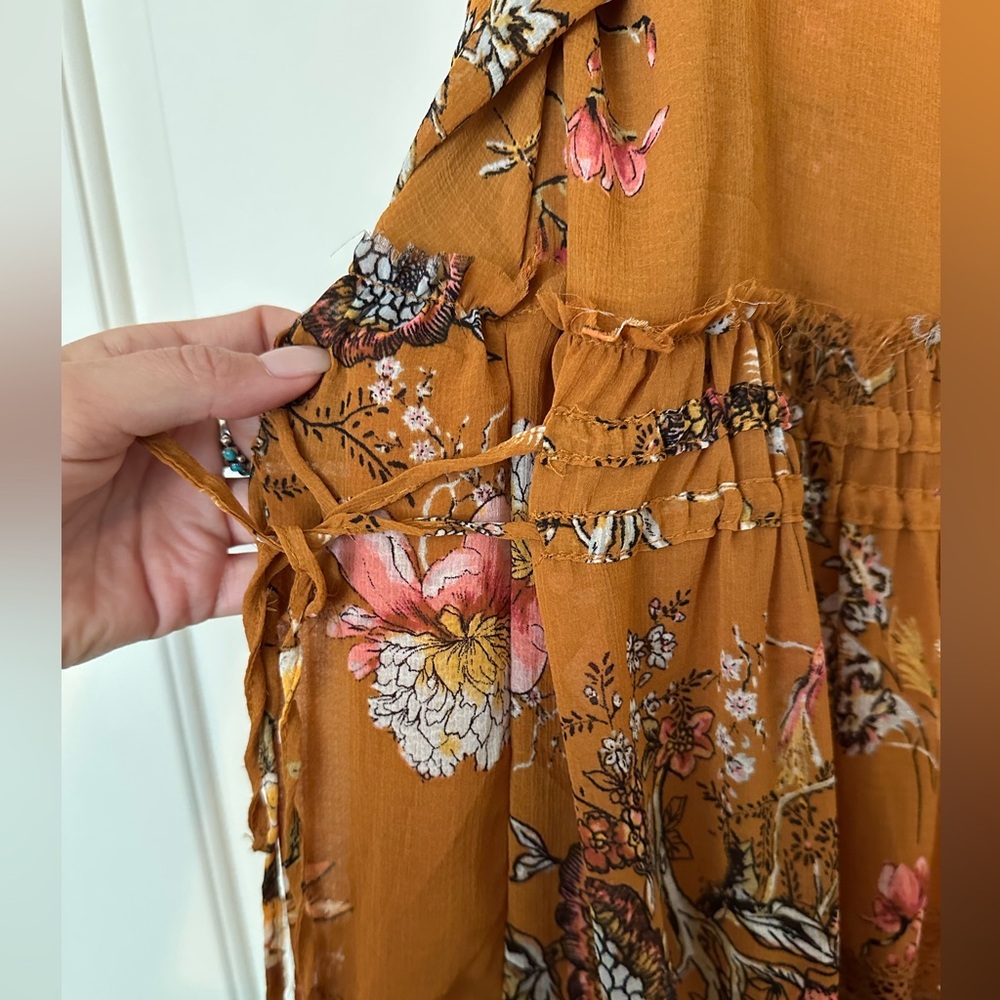 Free People Cherry Blossom Long Sleeve Mini Dress in Topaz Combo - Picture 3 of 8